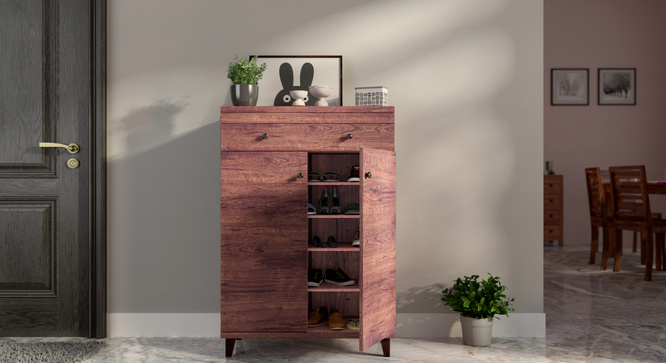 Melano 15 Pair Shoe Cabinet With Drawer(Walnut)